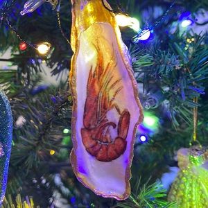 Oyster, shrimp, ornament, or wine bottle, bling, homemade, and perfect for tree
